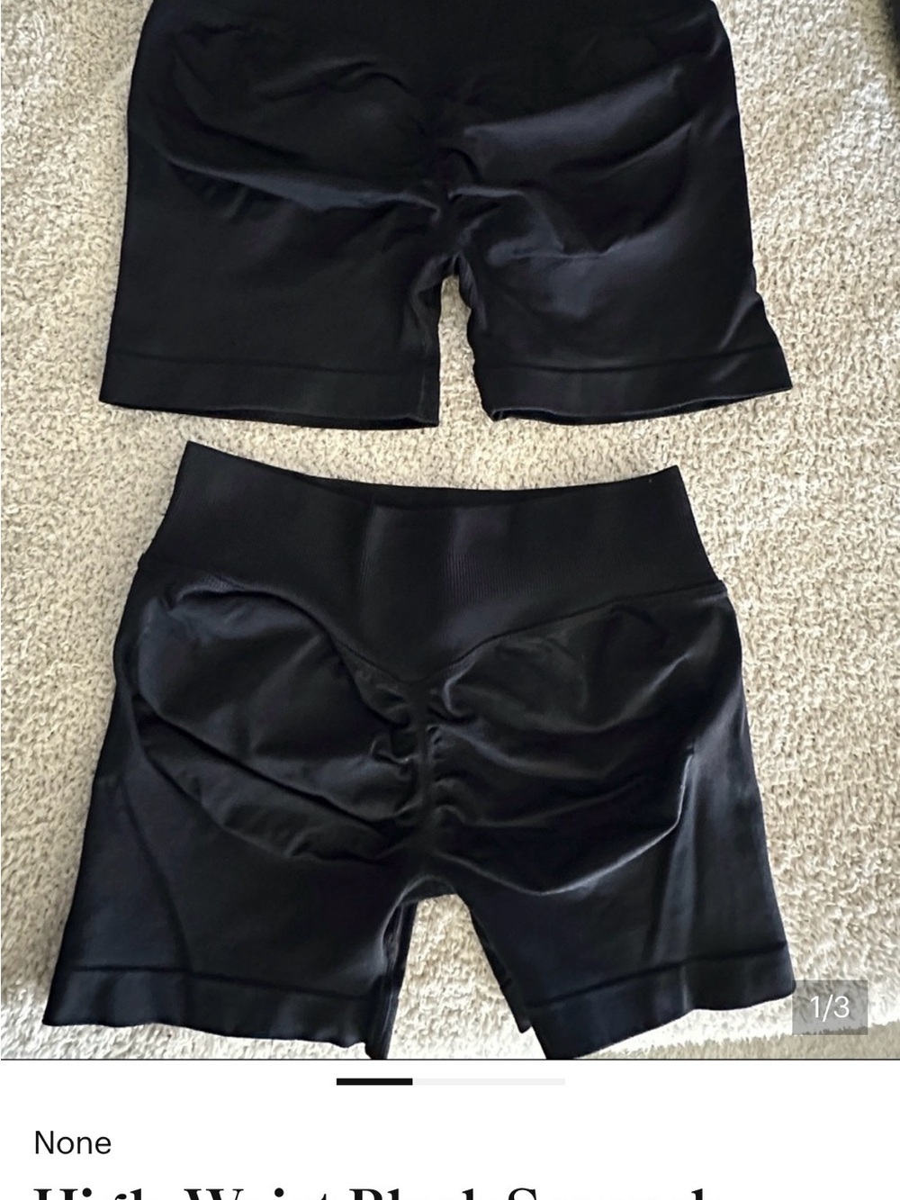 Women's High-Waist Black Athletic Shorts (2 pair)